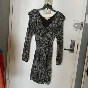 Mixed Paisly Ruffled Georgette Tie at waist Dress